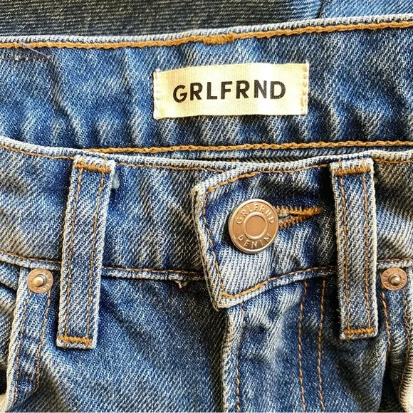 GRLFRND Sara jeans Super High Rise Slim Straight Rambla blue Revolve 25 new - Picture 14 of 15